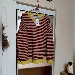 H&M Men's Sweater with Red and Yellow Stripes